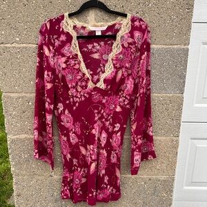 Victoria's Secret Silk Dress Lingerie Nightgown Long Sleeve Sequins Size Large